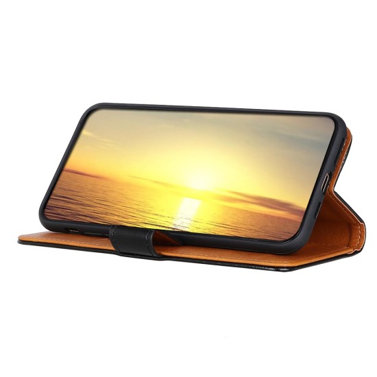 Smooth Surface Wallet Stand Leather Book Case priekš Nokia G10 / G20 - Melns - sāniski atverams maciņš ar magnētu un stendu
