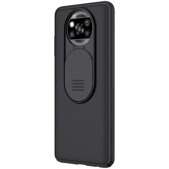 Nillkin CamShield Slide Camera Back Hard Case Cover priekš Xiaomi Poco M4 Pro 5G - Melns - plastikas aizmugures apvalks / bampers ar kameras aizsargmehānismu