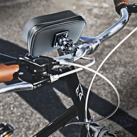 Bike Waterproof with Zip and Hood Phone holder 5.5"-6.3'' - Melns - Universāls telefona turētājs uz velo / moto stūres ar rāvējslēdžēju un saules aizsegu