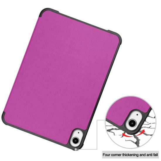 Tri-fold Stand PU Smart Auto Wake/Sleep Leather Case priekš Apple iPad mini 6 (2021) - Violets - sāniski atverams maciņš ar stendu