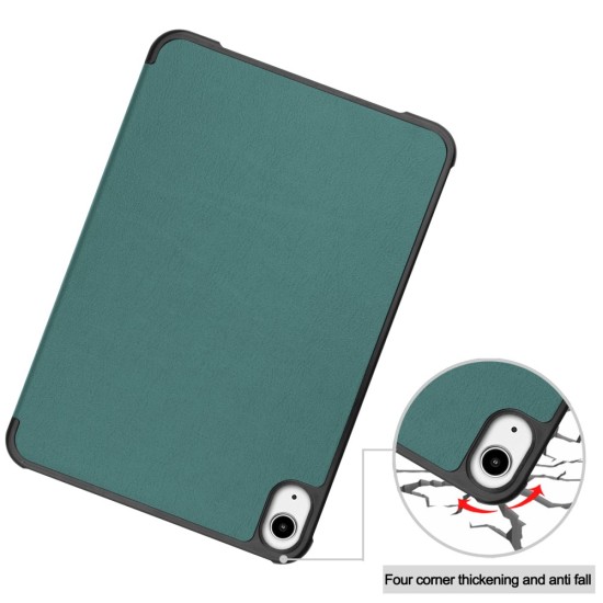 Tri-fold Stand PU Smart Auto Wake/Sleep Leather Case priekš Apple iPad mini 6 (2021) - Tumši Zaļš - sāniski atverams maciņš ar stendu