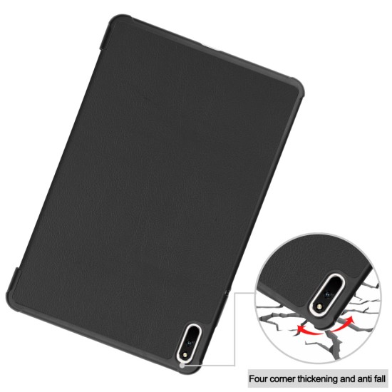 Tri-fold Stand PU Smart Auto Wake/Sleep Leather Case для Huawei MatePad 11 - Чёрный - чехол-книжка со стендом / подставкой