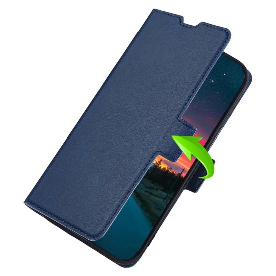 Ultra-thin PU Leather Magnetic Closure Phone Case priekš Huawei Nova 9 SE - Tumši ZIls - sāniski atverams maciņš ar magnētu un stendu / grāmatveida maks