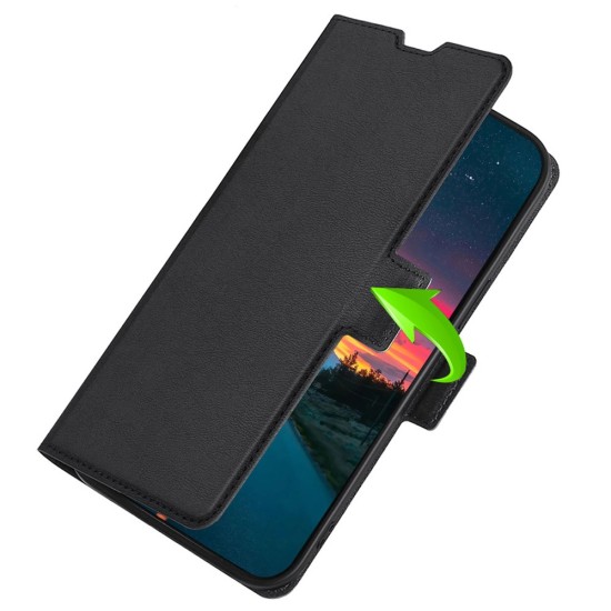 Ultra-thin PU Leather Magnetic Closure Phone Case priekš Huawei Nova 9 SE - Melns - sāniski atverams maciņš ar magnētu un stendu / grāmatveida maks