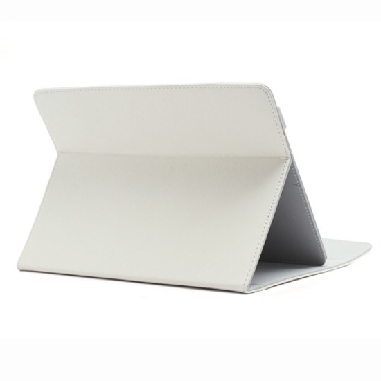 Universal 9.7-inch Leather Magnetic Case Stand for Tablet PC - White - universāls sāniski atverams maks planšetdatoriem ar stendu (ādas grāmatiņa, leather book wallet case cover stand)