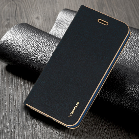 Vennus Luna Book Gold Case priekš Samsung Galaxy A22 5G A226 - Tumši Zils - sāniski atverams maciņš ar magnētu un stendu / grāmatveida maks
