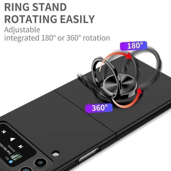 Forcell Kong Ring Case priekš Samsung Galaxy Flip4 5G - Melns - plastikāta aizmugures apvalks ar gredzenu-turētāju / vāciņš