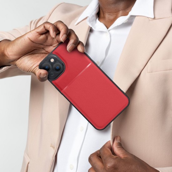 Forcell Noble Back Case priekš Xiaomi Redmi 10C - Sarkans - mākslīgās ādas aizmugures apvalks ar iebūvētu metālisku plāksni / bampers-vāciņš 