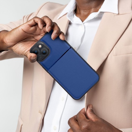Forcell Noble Back Case priekš Xiaomi Redmi 10C - Zils - mākslīgās ādas aizmugures apvalks ar iebūvētu metālisku plāksni / bampers-vāciņš