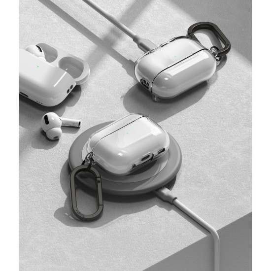 Ringke Hingle Case priekš Apple Airpods Pro 2 - Caurspīdīgs - plastikāta apvalks bezvadu austiņu lādēšanas ierīcei ar karabīni