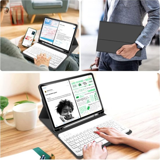 Tech-Protect SC Pen Book Case with Keyboard priekš Apple iPad Pro 11 (2020 / 2021 / 2022) - Melns - sāniski atverams maciņš ar stendu un klaviatūru