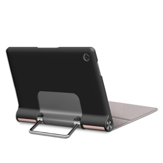 PU Leather Shock-Absorption Tablet Cover with Kickstand priekš Lenovo Yoga Tab 11 J706 - Rozā Zelts - sāniski atverams maciņš ar stendu