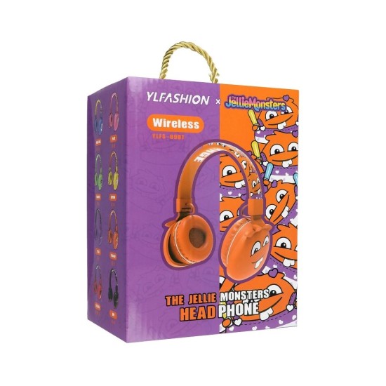 Jellie Monster Orange YLFS-09BT Bluetooth 5.0 Wireless Headphones with Microphone for Kids Universālas Bezvadu Austiņas Bērniem - Oranžas