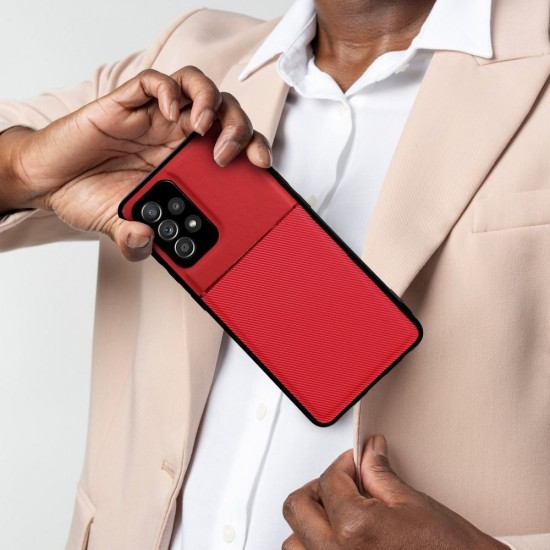 Forcell Noble Back Case priekš Xiaomi 12 Lite - Sarkans - mākslīgās ādas aizmugures apvalks ar iebūvētu metālisku plāksni / bampers-vāciņš