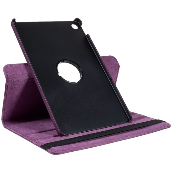 360 Rotary Litchi Skin Leather Cover w/ Stand priekš Lenovo Tab M10 Plus 3rd Gen TB-125 / TB-128 - Violets - sāniski atverams maciņš ar stendu