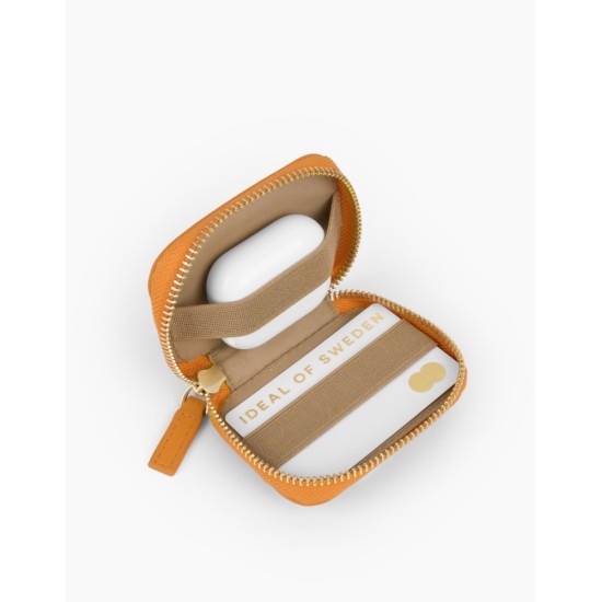 iDeal of Sweden Athena Necklace AS22 Back Case priekš Apple iPhone 14 Pro Max - Orange Sorbet - mākslīgās ādas aizmugures apvalks ar siksniņu un Airpods somiņu / bampers-vāciņš