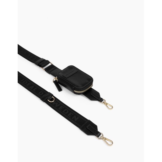 iDeal of Sweden Athena Necklace AS22 Back Case priekš Apple iPhone 14 - Black - mākslīgās ādas aizmugures apvalks ar siksniņu un Airpods somiņu / bampers-vāciņš