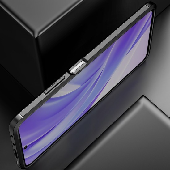 Beetle Series Carbon Fiber TPU Protection Phone Cover priekš Xiaomi Poco X4 Pro 5G - Melns - triecienizturīgs silikona aizmugures apvalks / bampers-vāciņš
