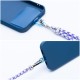 Swing Pendant on the Neck or Arm for the Phone / lenght 165cm - Violets / Balts - Regulējama kakla vai rokas lente