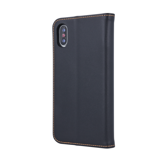 Genuine Leather Case Smart Pro priekš Xiaomi Redmi 12C - Melns - dabīgās ādas maciņš sāniski atverams ar stendu