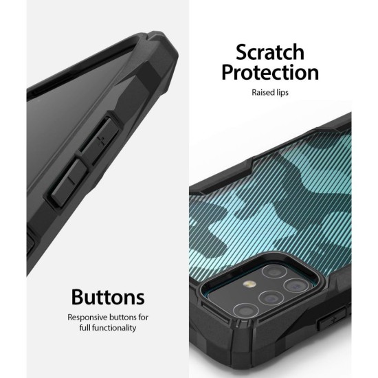 Ringke Fusion X Series Back Case priekš Samsung Galaxy A14 4G A145 / A14 5G A146 - Kamuflāža / Melns - triecienizturīgs silikona-plastikāta aizmugures apvalks / bampers-vāciņš