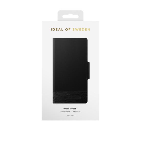 iDeal of Sweden Unity AW20 Wallet Case priekš Apple iPhone 11 Pro - Eagle Black - mākslīgās ādas sāniski atverams maciņš ar bamperu uz magnēta