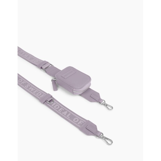 iDeal of Sweden Athena Necklace AS22 Back Case priekš Apple iPhone 13 mini - Lavender - mākslīgās ādas aizmugures apvalks ar siksniņu un Airpods somiņu / bampers-vāciņš