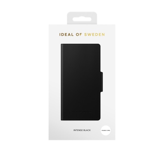 iDeal of Sweden Atelier AW21 Wallet Case priekš Apple iPhone 13 Pro - Intense Black - mākslīgās ādas sāniski atverams maciņš ar bamperu uz magnēta