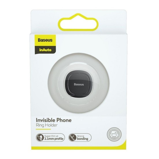 Baseus Invisible Phone Ring Holder - Melns - Universālais gredzens-turētājs telefonam