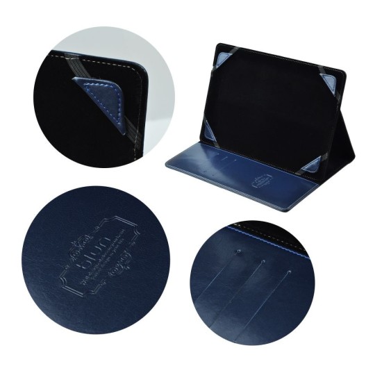 Blun Universal Book Case Stand Cover priekš 12.4 inch Tablet PC - Tumši Zils - Universāls sāniski atverams maks planšetdatoriem ar stendu (ādas grāmatiņa, leather book wallet case cover stand)