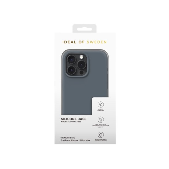 iDeal of Sweden Silicone MagSafe Back Case priekš Apple iPhone 15 Pro Max - Midnight Blue - silikona aizmugures apvalks / bampers-vāciņš