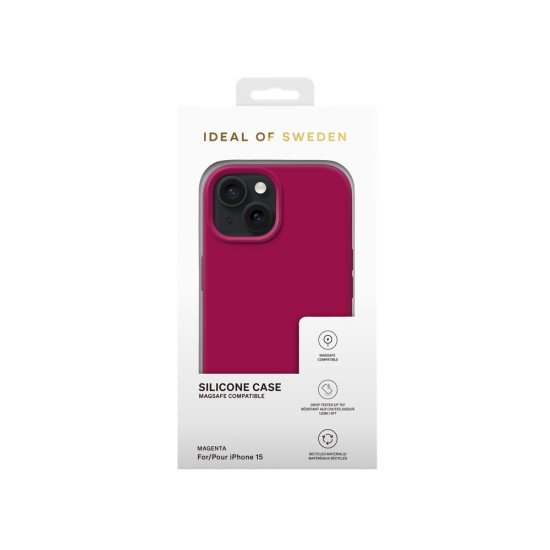 iDeal of Sweden Silicone MagSafe Back Case priekš Apple iPhone 15 - Magenta - silikona aizmugures apvalks / bampers-vāciņš