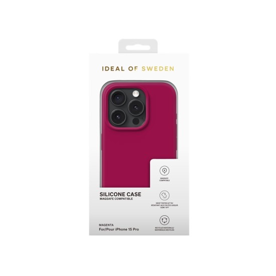 iDeal of Sweden Silicone MagSafe Back Case priekš Apple iPhone 15 Pro - Magenta - silikona aizmugures apvalks / bampers-vāciņš