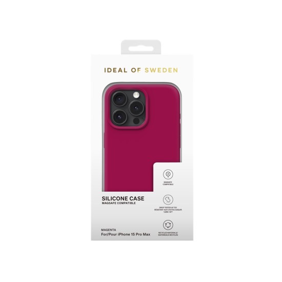 iDeal of Sweden Silicone MagSafe Back Case priekš Apple iPhone 15 Pro Max - Magenta - silikona aizmugures apvalks / bampers-vāciņš
