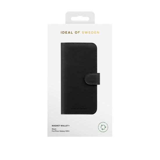 iDeal of Sweden Magnet Wallet+ Case priekš Samsung Galaxy S24 Ultra 5G - Black - mākslīgās ādas sāniski atverams maciņš ar bamperu uz magnēta