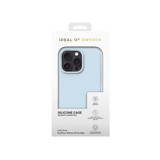 iDeal of Sweden Silicone MagSafe Back Case priekš Apple iPhone 15 Pro Max - Light Blue - silikona aizmugures apvalks / bampers-vāciņš