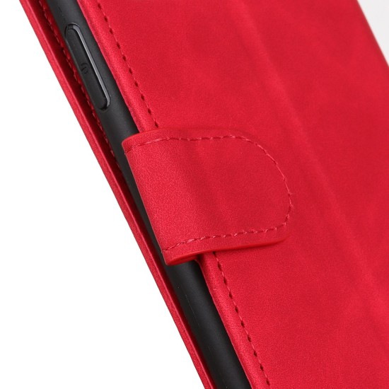 Khazneh Vintage Style PU Leather Book Case with Clasp для Nokia C21 - Красный - чехол-книжка с магнитом и стендом / подставкой