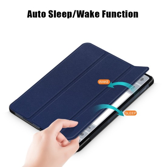 Tri-fold Stand PU Smart Auto Wake/Sleep Leather Case priekš Xiaomi Redmi Pad SE 11.0 - Tumši Zils - sāniski atverams maciņš ar stendu