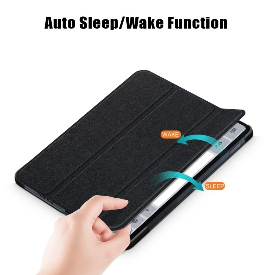Tri-fold Stand PU Smart Auto Wake/Sleep Leather Case priekš Xiaomi Redmi Pad SE 11.0 - Melns - sāniski atverams maciņš ar stendu