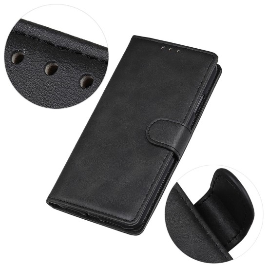 Cowhide Texture PU Leather Book Case priekš Huawei Honor X6 / X8 5G / Honor 70 Lite - Melns - sāniski atverams maciņš ar stendu / grāmatveida maks