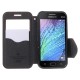 RoarKorea Fancy Diary View Samsung Galaxy J1 J100 Wake/Sleep - Sarkans - sāniski atverams maciņš ar stendu un lodziņu (ādas maks, grāmatiņa, leather book wallet case cover stand)