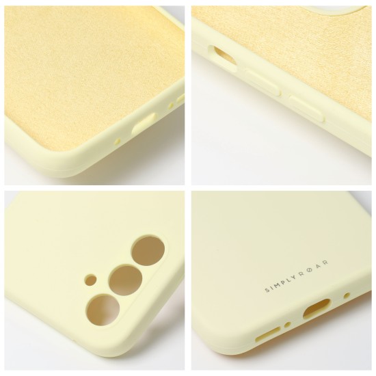 Roar Cloud-Skin Silicone Case (Microfiber Soft Touch) priekš Apple Iphone 15 Pro Max - Gaiši Dzeltens - matēts silikona aizmugures apvalks (bampers vāciņš)