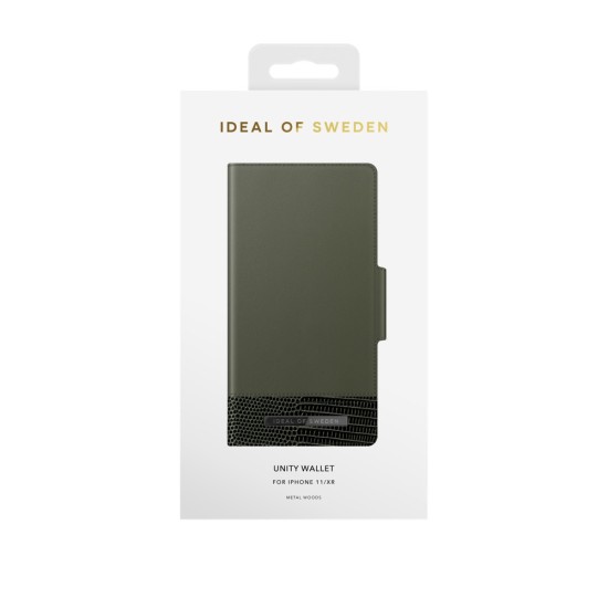 iDeal of Sweden Unity AW20 Wallet Case priekš Samsung Galaxy S21 G991 - Metal Woods - mākslīgās ādas sāniski atverams maciņš ar bamperu uz magnēta