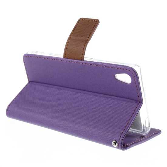 RoarKorea Simply Life Diary Sony Xperia Z3 Plus E6553 / Z4 - Violets - sāniski atverams maciņš ar stendu (ādas maks, grāmatiņa, leather book wallet case cover stand)