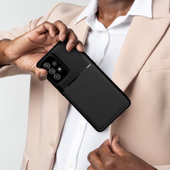 Forcell Noble Back Case priekš Xiaomi Mi 11 Lite / 11 Lite 5G NE - Melns - mākslīgās ādas aizmugures apvalks ar iebūvētu metālisku plāksni / bampers-vāciņš