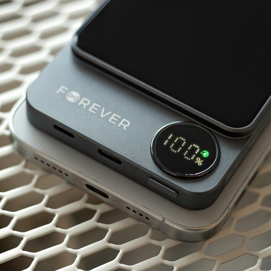 Forever Wireless Charging 5000mAh MagSafe 20W Powerbank - Melns - Ārējas uzlādes batereja lādētājs-akumulators ar MagSafe (Power Bank)