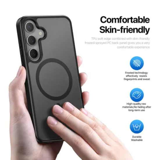 Dux Ducis Yind Back Case with MagSafe priekš Apple iPhone 16e - Melns - silikona-plastikāta aizmugures apvalks / bampers-vāciņš