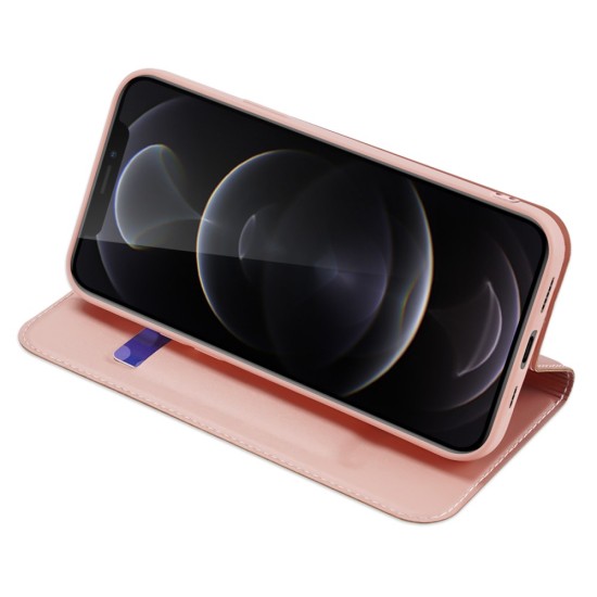 Dux Ducis Skin Pro series priekš Apple iPhone 16e - Rozā Zelts - sāniski atverams maciņš ar magnētu un stendu