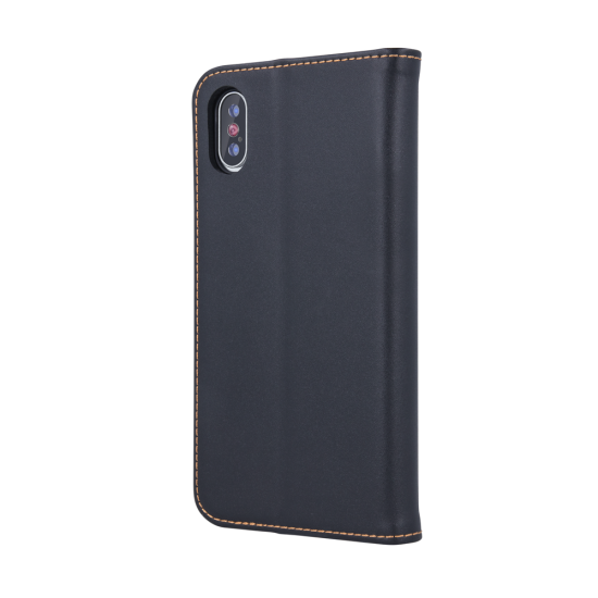 Genuine Leather Case Smart Pro priekš Samsung Galaxy S24 FE 5G S721 - Melns - dabīgās ādas maciņš sāniski atverams ar stendu