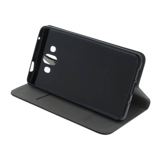 Smart Magnetic Case priekš Xiaomi Redmi Note 13 4G - Melns - sāniski atverams mākslīgas ādas maciņš ar stendu
